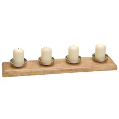 Adventsgesteck aus Mangoholz Metall braun silber 63 x 8 x 14 cm