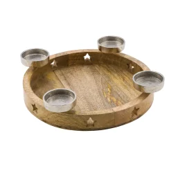 Adventsholzteller 4 Teelichte 4 x 10 cm