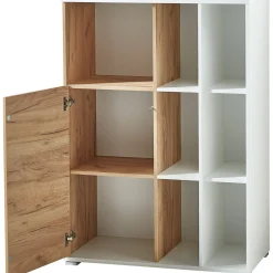 Aktenschrank Lionel mit offenen Fächern und Push-to-open Technik 85 x 120 x 40 cm weiß/Navarra-Eiche-Nachbildung