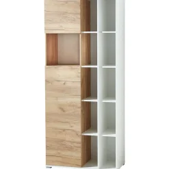 Aktenschrank Lionel mit offenen Fächern und Push-to-open Technik 85 x 197 x 40 cm weiß/Navarra-Eiche-Nachbildung