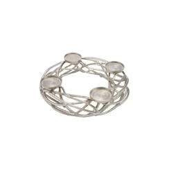 Alu-Adventskranz silber 40x40x10 cm