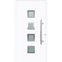 Aluminium Sicherheits-Haustür Mailand Exklusiv 75 mm weiß 110 x 210 cm Anschlag rechts inkl Griffset