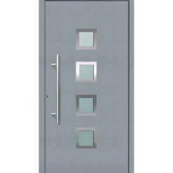 Aluminium Sicherheits-Haustür Mailand Superior 60 mm grau 100 x 210 cm Anschlag links inkl Griffset