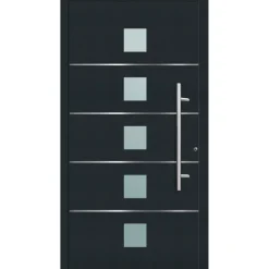 Aluminium Sicherheits-Haustür Triest Exklusiv 75 mm anthrazit 110 x 210 cm Anschlag rechts inkl Griffset