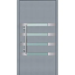 Aluminium Sicherheits-Haustür Brescia Superior 60 mm grau 100 x 210 cm Anschlag links inkl Griffset