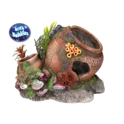 Aqua Ornaments Krug mit Muscheln Pflanzen ca 17,5 x 13 x 13 cm