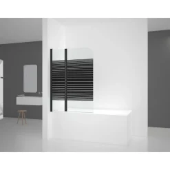 Aurlane Badewannenfaltwand Black Elegance Streifen 100 x 140 cm