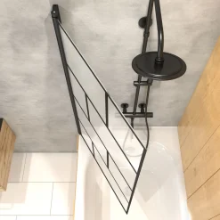 Badewannenfaltwand Bricks schwarz 75 x 125 cm^Aurlane Clearance