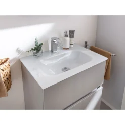 BADMOBIL Glaswaschtisch 60 x 15 x 43 cm ohne Überlauf weiß* Discount