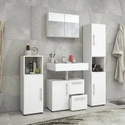 VCM Badset Flandu mit Spiegelschrank weiß