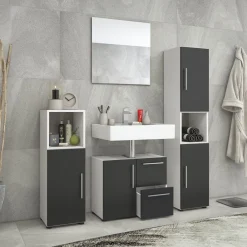 VCM Badset Flandu mit Spiegel weiß/schwarz