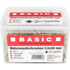 Mehrzweckschrauben 4,5 x 50 mm 300 Stück im Eimer*Basic Best