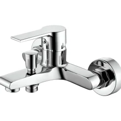 Basic Wannenarmatur Arles chrom 1/2"-Brauseanschluss inkl S-Anschlüsse und Rosetten