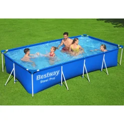 Steel Pro Frame Pool-Set mit Filterpumpe 400 x 211 x 81 cm blau eckig^Bestway Outlet