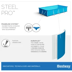 Steel Pro Frame Pool-Set mit Filterpumpe 400 x 211 x 81 cm blau eckig^Bestway Outlet