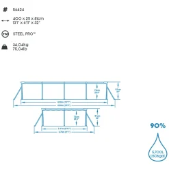 Steel Pro Frame Pool-Set mit Filterpumpe 400 x 211 x 81 cm blau eckig^Bestway Outlet