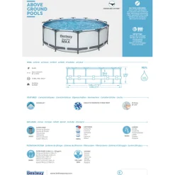 Steel Pro Max Frame-Pool-Set mit Filterpumpe Durchmesser 366 x 100 cm grau^Bestway Outlet