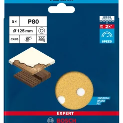 Bosch Professional Expert C470 Schleifpapier mit 8 Löchern für Exzenterschleifer 125 mm G 80 5- teilig