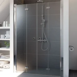 Drehfalttür Elana Komfort 4-teilig für Nische alu chromeffekt Klarglas 1400 mm*Breuer Discount