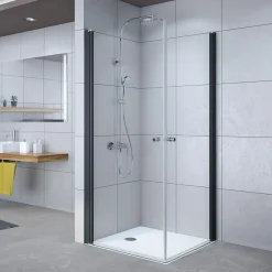 Drehtür Avanta mit Festteil für Nische Anschlag links alu chromeffekt Terrazzo 1000 mm*Breuer Sale