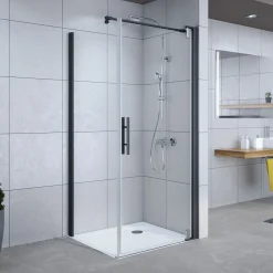 Drehtür Europa Design für Seitenwand Anschlag rechts schwarz matt Intima 800 mm*Breuer Clearance