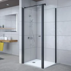 Breuer Drehtür für Seitenwand Anschlag links schwarz matt Lines 1000 mm