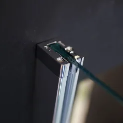 Eckeinstieg Panorama Schiebetür 4-teilig alu chromeffekt Klarglas 1400/1400 mm^Breuer Discount