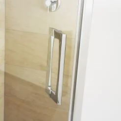 Eckeinstieg Panorama Schiebetür Soft&Silent 4-teilig, alu chromeffekt, grau getönt, 1200/1200 mm^Breuer