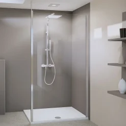 Flex Duschwand Panorama alleinstehend mit Decken- oder Wandstabilisator alu chromeffekt Intima 900 mm^Breuer