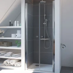 Breuer Pendeltür Elana 6 für Nische, Alu chromeffektt, Klarglas, 900 mm