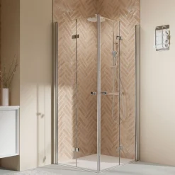 QUICK72 Elana 2.0 Eckeinstieg Drehfalttüren Alu silber matt Klarglas 900/900 mm^Breuer Best