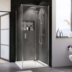 Seitenwand Panorama für Drehfalttür Anschlag links alu chromeffekt Intima 750 mm*Breuer Sale