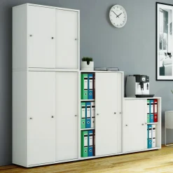 VCM Büroschrank Lona L mit Schiebetüren weiß