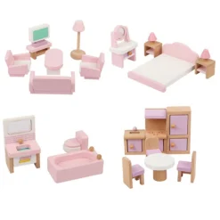 Kinder Coemo Puppenhaus Sandy möbliert Holz 2 Etagen