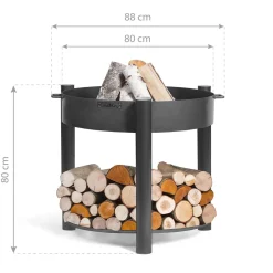 Feuerschale Montana 80 hoch inkl. Holzlager 88x80cm Schwarz*CookKing Online