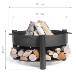 Feuerschale Montana 60 inkl. Holzlager 68x45cm Schwarz^CookKing Discount