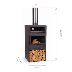 CookKing Terrassenofen Vento Plus inkl. Pizzaofen 50x50x150cm Schwarz