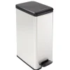Curver Mülleimer DECO Bin SLIM 40L mit Pedal schwarz silber metallic
