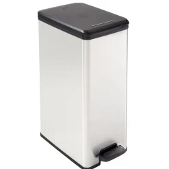 Curver Mülleimer DECO Bin SLIM 40L mit Pedal schwarz silber metallic