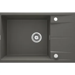 1 Becken Granitspüle ERIDAN mit Abtropffläch anthrazit metallic*deante Hot