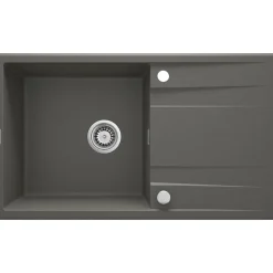 1 Becken Granitspüle ERIDAN mit Abtropffläche anthrazit metallic^deante Hot