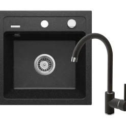 deante Granitspülen-Set ZORBA mit Armatur graphit