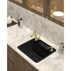 Granit- Einbauspüle Momi 44 x 50 cm Graphit Metallic*deante Online