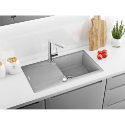 Granit-Einbauspüle Evora grau 78 x 44 cm^deante Discount