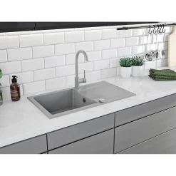 Granit-Einbauspüle Evora grau 78 x 44 cm^deante Discount