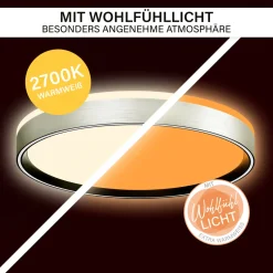 Decken-Wandleuchte SHINING PLUTO LED ALU 1800K 24W