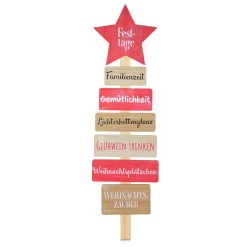 Deko Holzschild Baum mit Schriften natur-rot 80 cm^