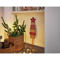 Deko Holzschild Baum mit Schriften natur-rot 80 cm^