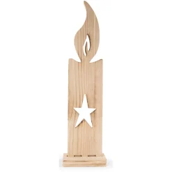 Deko-Kerze zum Stellen Holz 15 x 12,5 x 61 cm natur* Best