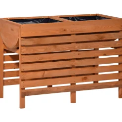 dobar Doppel-Hochbeet 100 x 71 x 50 cm braun